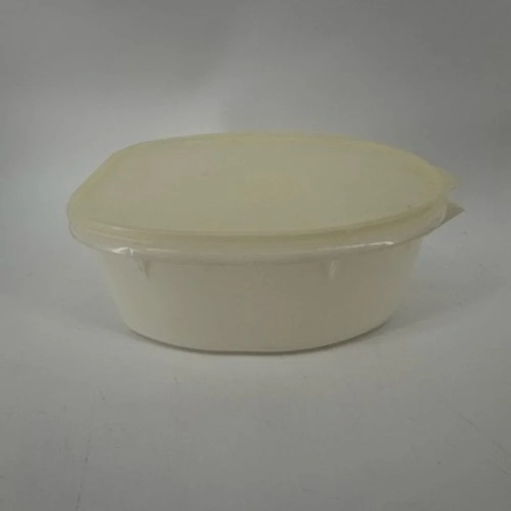 Vintage Tupperware Ham Keeper Oval Food Storage Container with Rack Almond 794